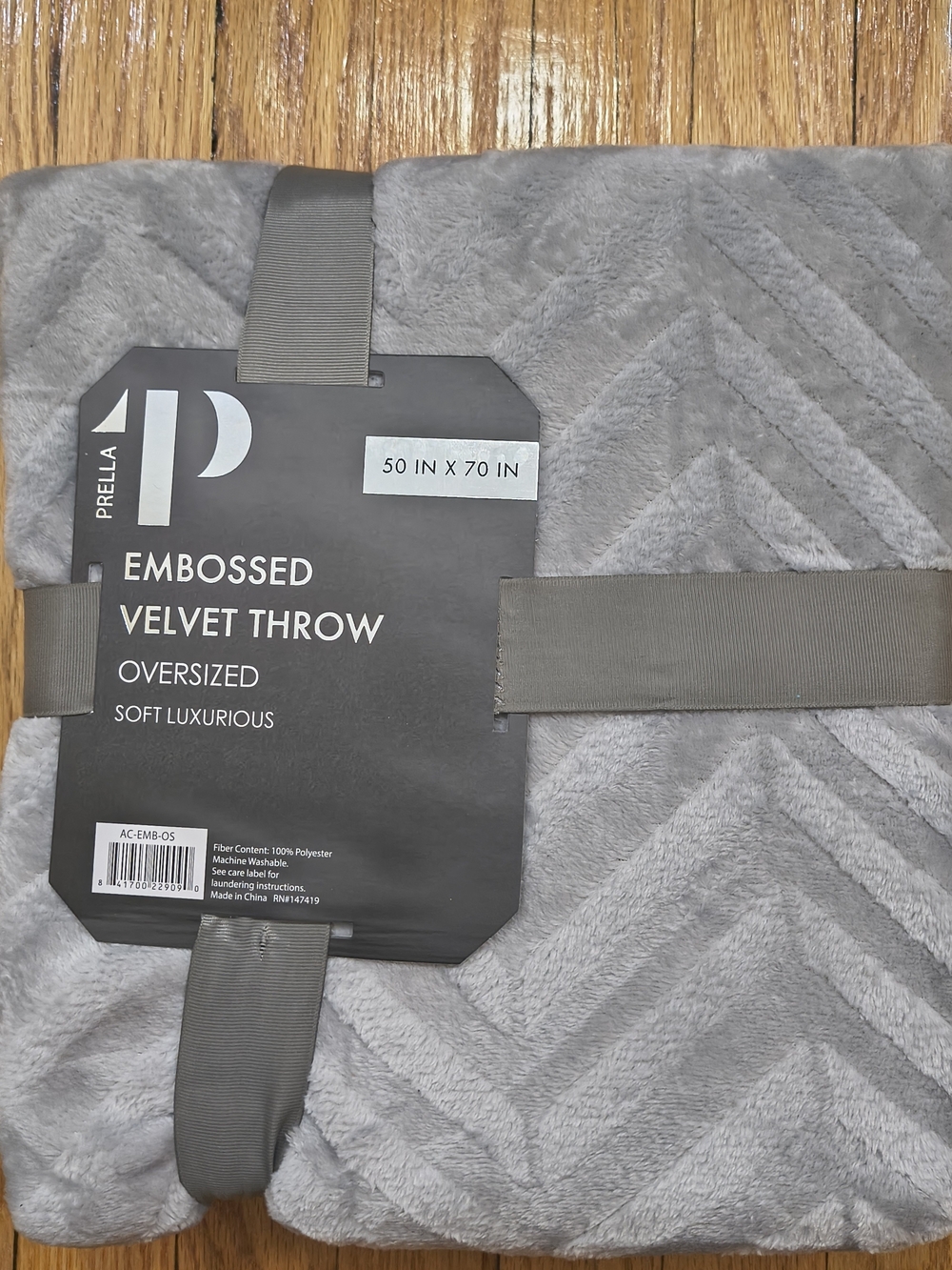 Embossed Velvet Throw Blanket - Gray
